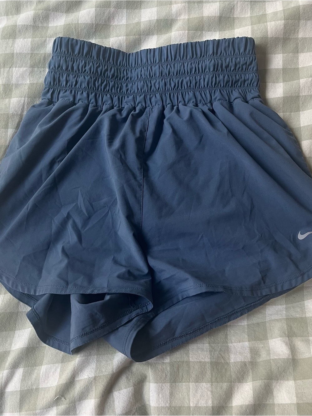 Nike Blue Women's Athletic Shorts with Smocked Waist